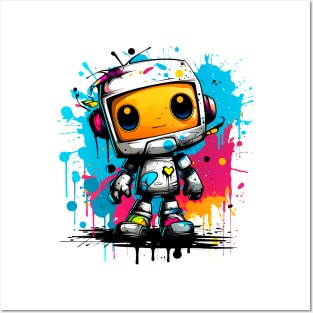 Cute cartoon Robot. Funny cyborg. Posters and Art